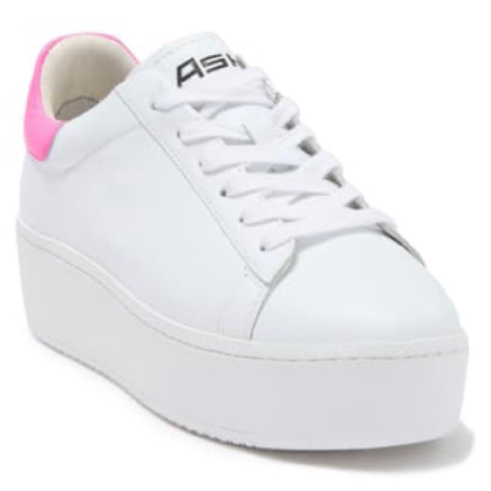 ASH white leather hot pink